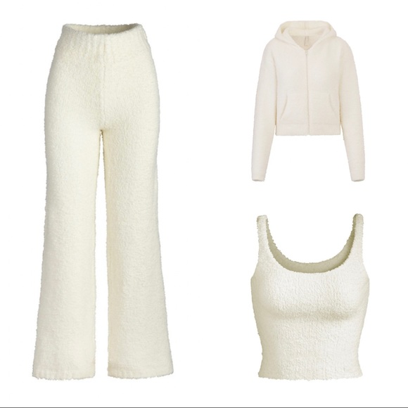 SKIMS Other - [NWT] $218 Value SKIMS Cozy Knit Pant & Tank & Hoddie Size S/M Bone Set